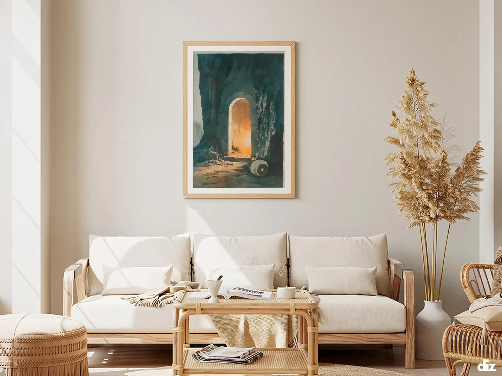 Framed Sacred Heart of Jesus above bed, bedroom sanctuary offering mercy and trust, jesus wall art artwork of jesus