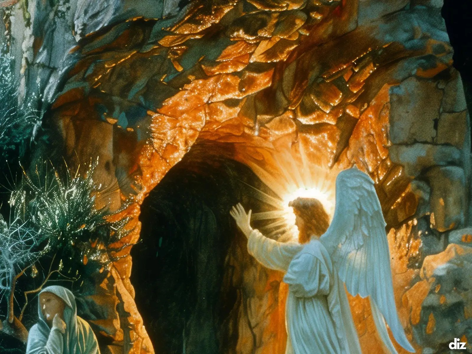 Close-up detail of the flaming Sacred Heart, thorn crown and cross, jesus sacred heart biblical wall art