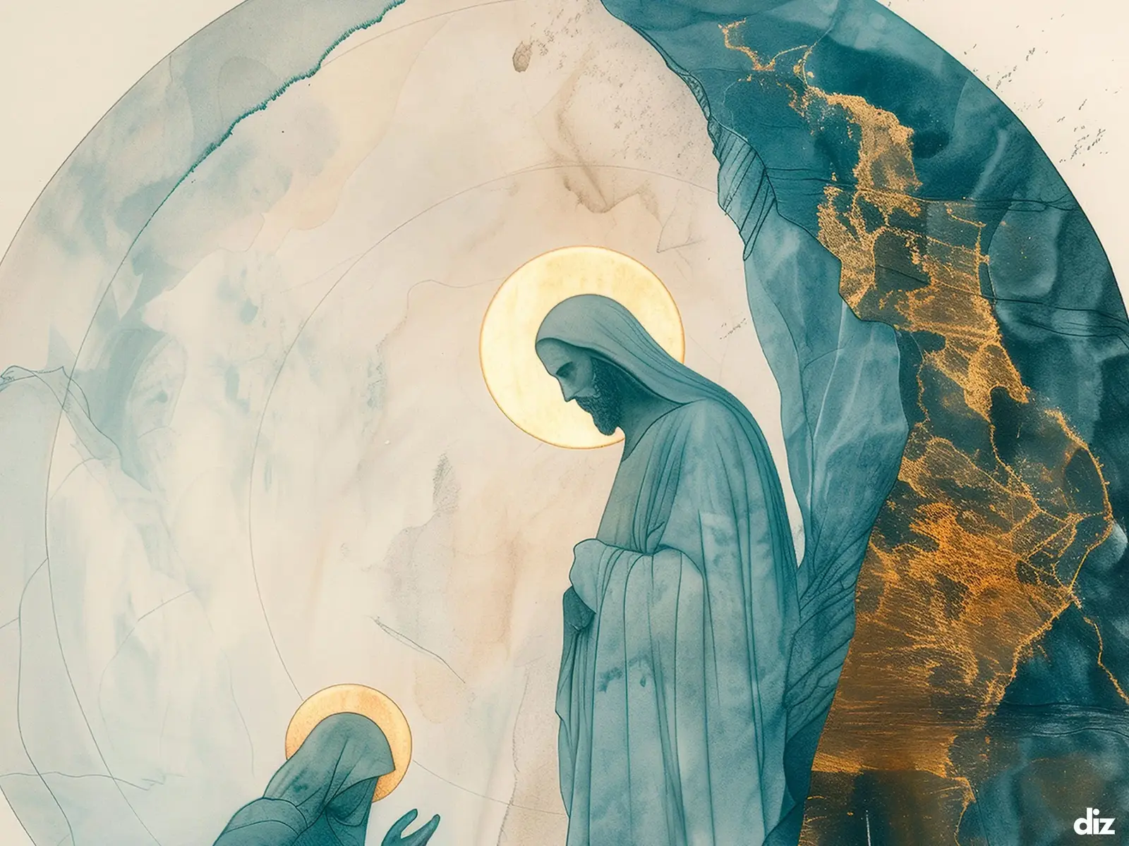 Close-up detail of the flaming Sacred Heart, thorn crown and cross, jesus sacred heart biblical wall art