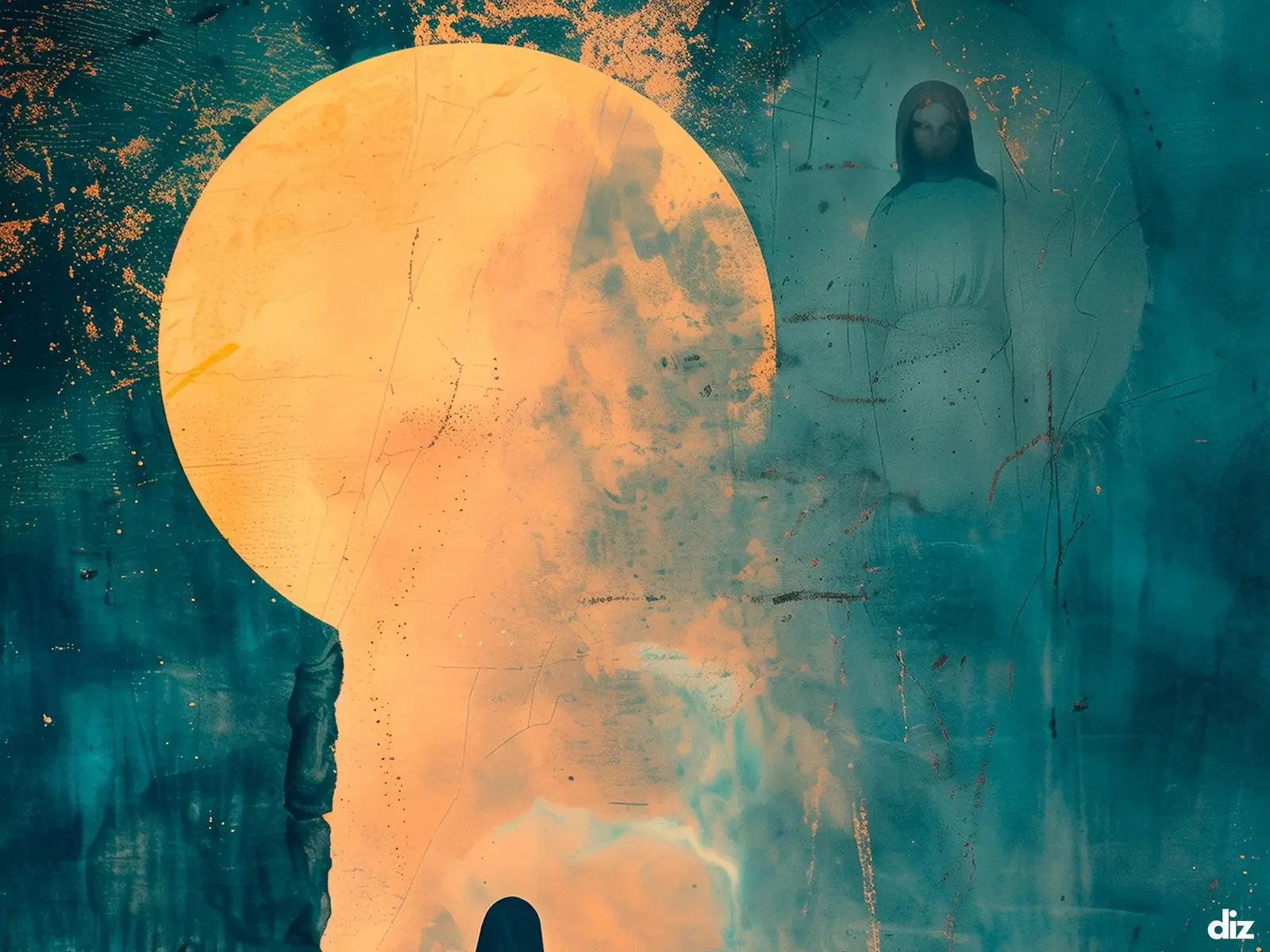 Close-up detail of the flaming Sacred Heart, thorn crown and cross, jesus sacred heart biblical wall art