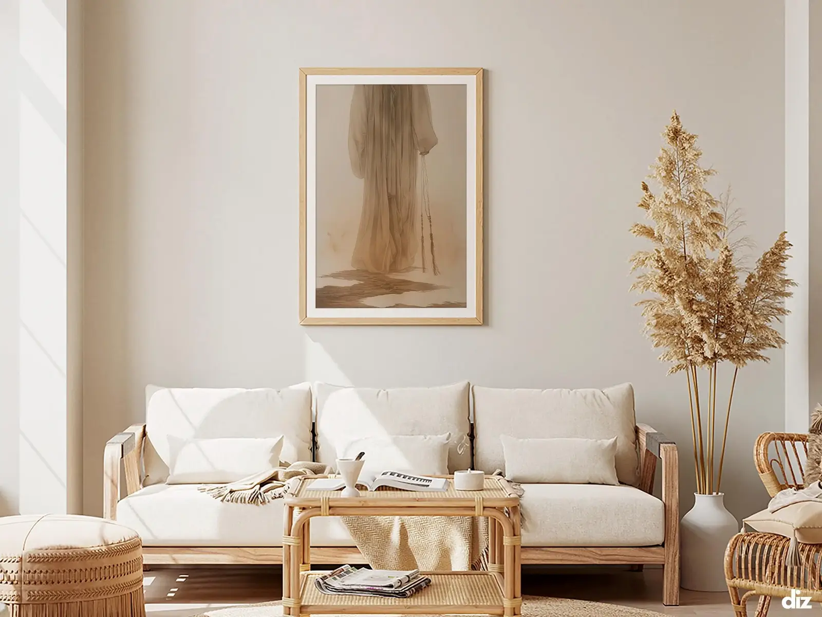 Framed Sacred Heart of Jesus above bed, bedroom sanctuary offering mercy and trust, jesus wall art artwork of jesus