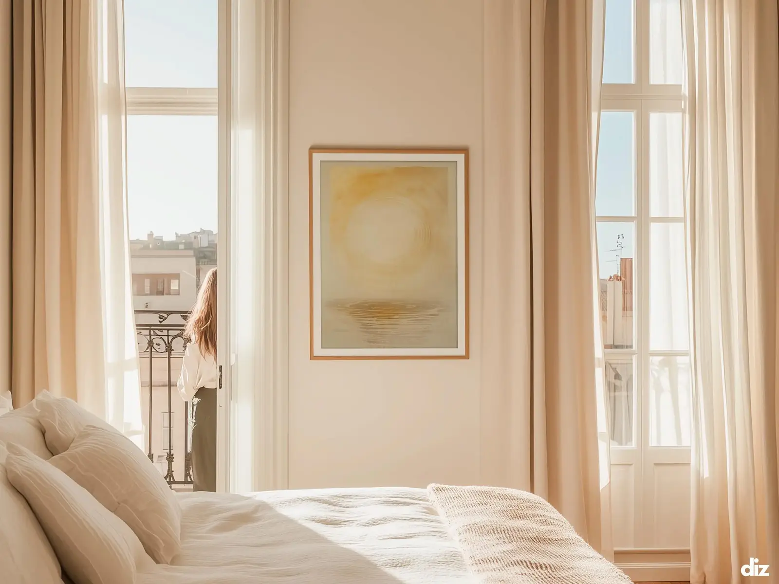 Sacred Heart of Jesus framed above sofa, living room display blending peace and devotion, bible wall art catholic wall art