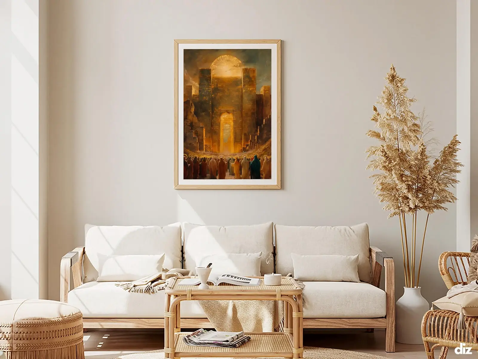 Framed Sacred Heart of Jesus above bed, bedroom sanctuary offering mercy and trust, jesus wall art artwork of jesus