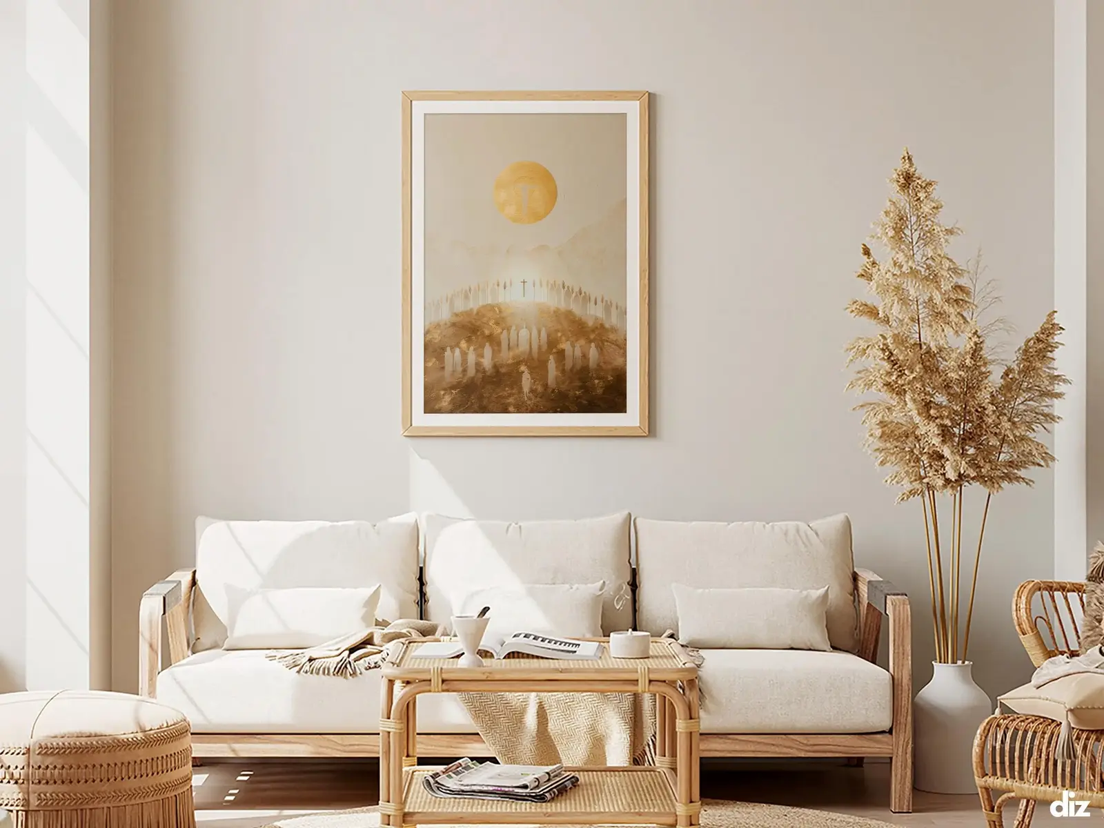 Framed Sacred Heart of Jesus above bed, bedroom sanctuary offering mercy and trust, jesus wall art artwork of jesus