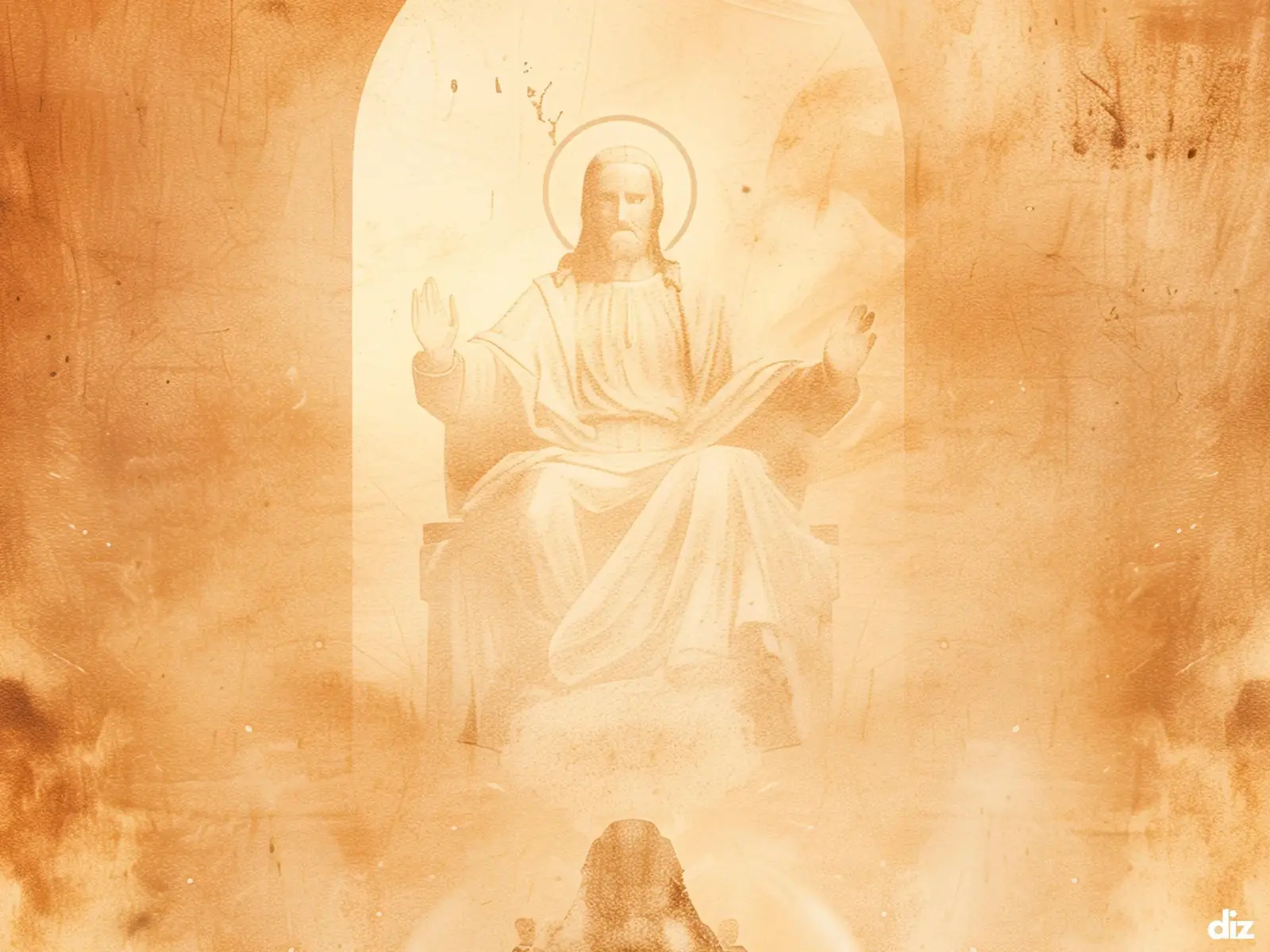 Close-up detail of the flaming Sacred Heart, thorn crown and cross, jesus sacred heart biblical wall art