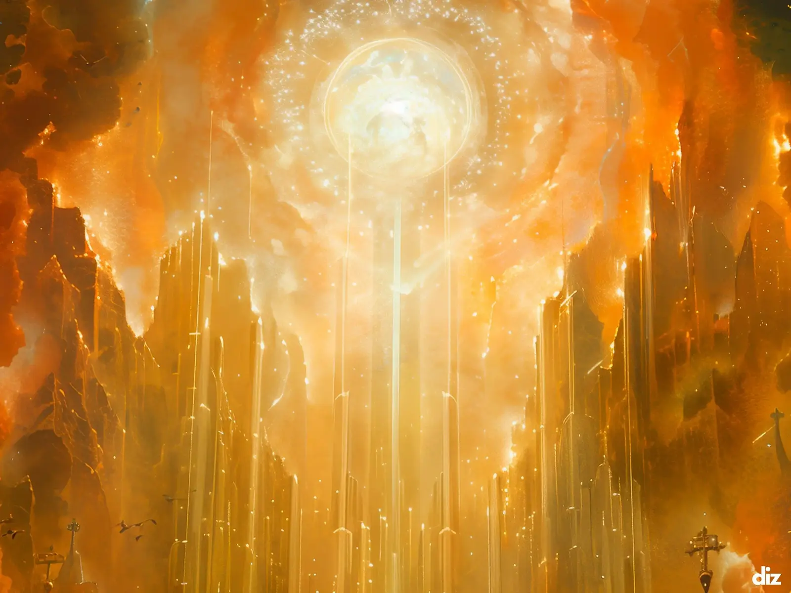 Close-up detail of the flaming Sacred Heart, thorn crown and cross, jesus sacred heart biblical wall art