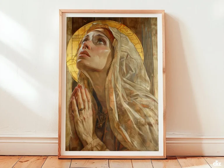 Crucifixion Art Print: Mary at the Foot of the Cross, Catholic Wall Art (Digital Download)