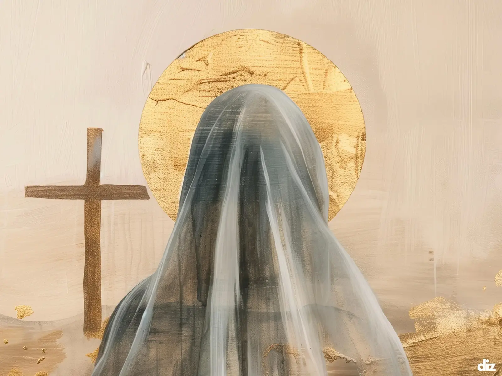 Close-up detail of the flaming Sacred Heart, thorn crown and cross, jesus sacred heart biblical wall art