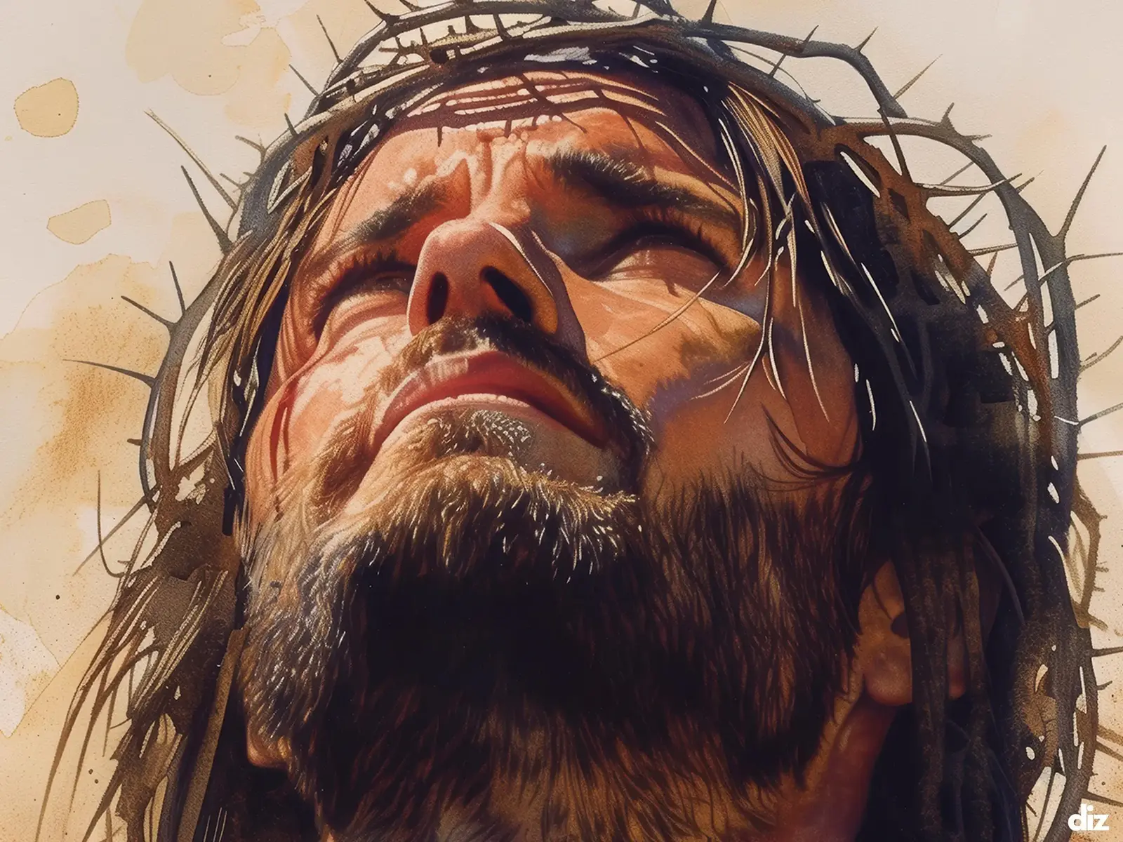 Close-up detail of the flaming Sacred Heart, thorn crown and cross, jesus sacred heart biblical wall art