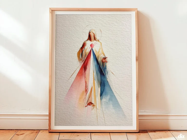 Divine Mercy Art Print: Minimal Blessing Silhouette and Mercy Beam, Modern Christian Decor (Digital Download)
