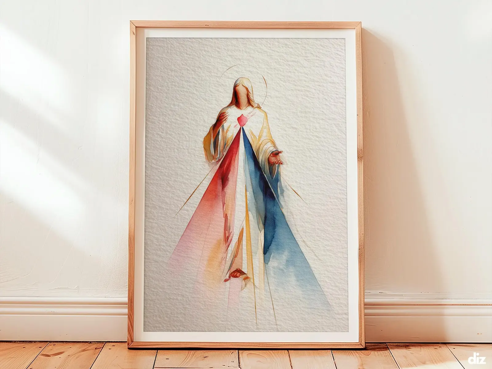 Divine Mercy Art Print: Minimal Blessing Silhouette and Mercy Beam, Modern Christian Decor (Digital Download)