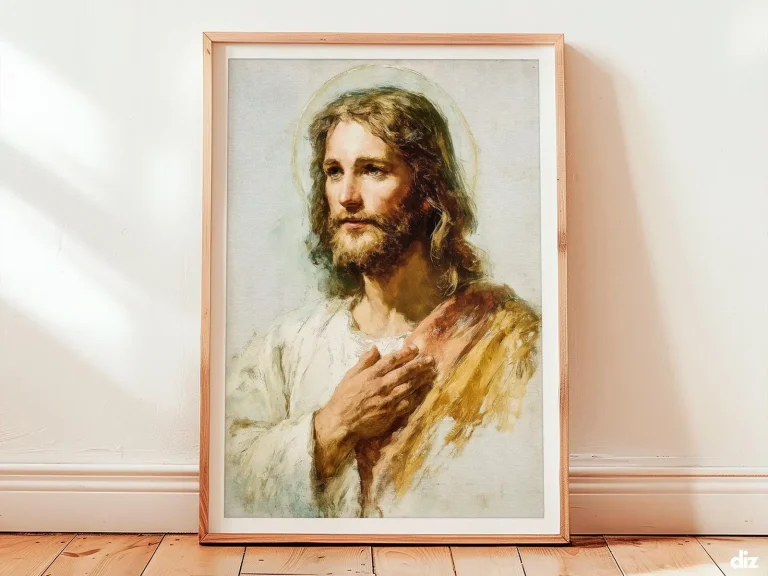 Divine Mercy Art Print: Gentle Gaze and Mercy Rays, Christian Wall Art (Digital Download)
