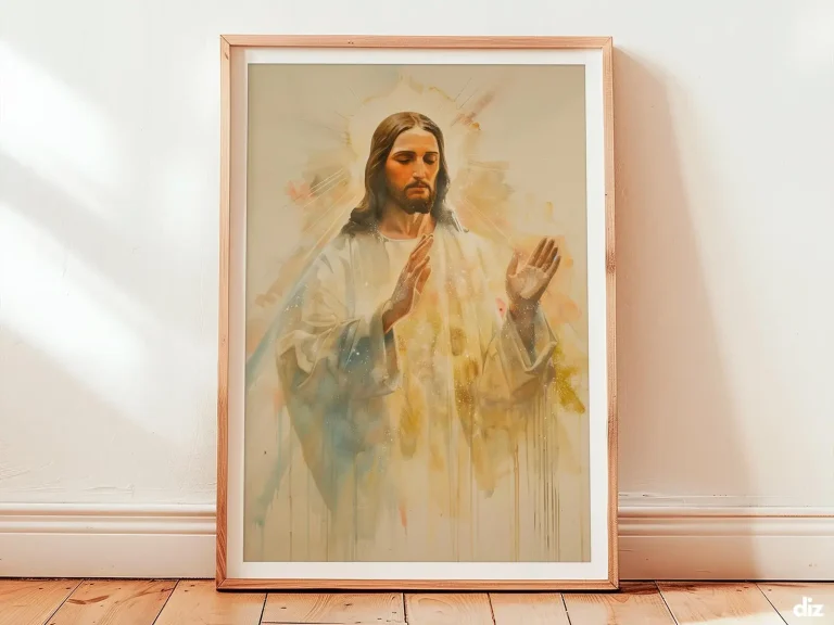 Divine Mercy Art Print: Minimal Blessing and Mercy Beam, Modern Christian Decor (Digital Download)