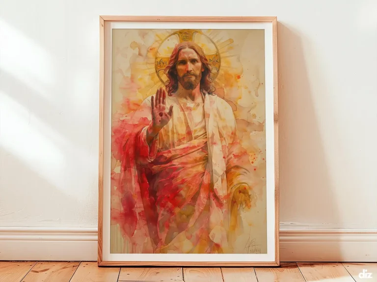 Divine Mercy Art Print: Christ with Mercy Rays and Blessing, Catholic Wall Art (Digital Download)