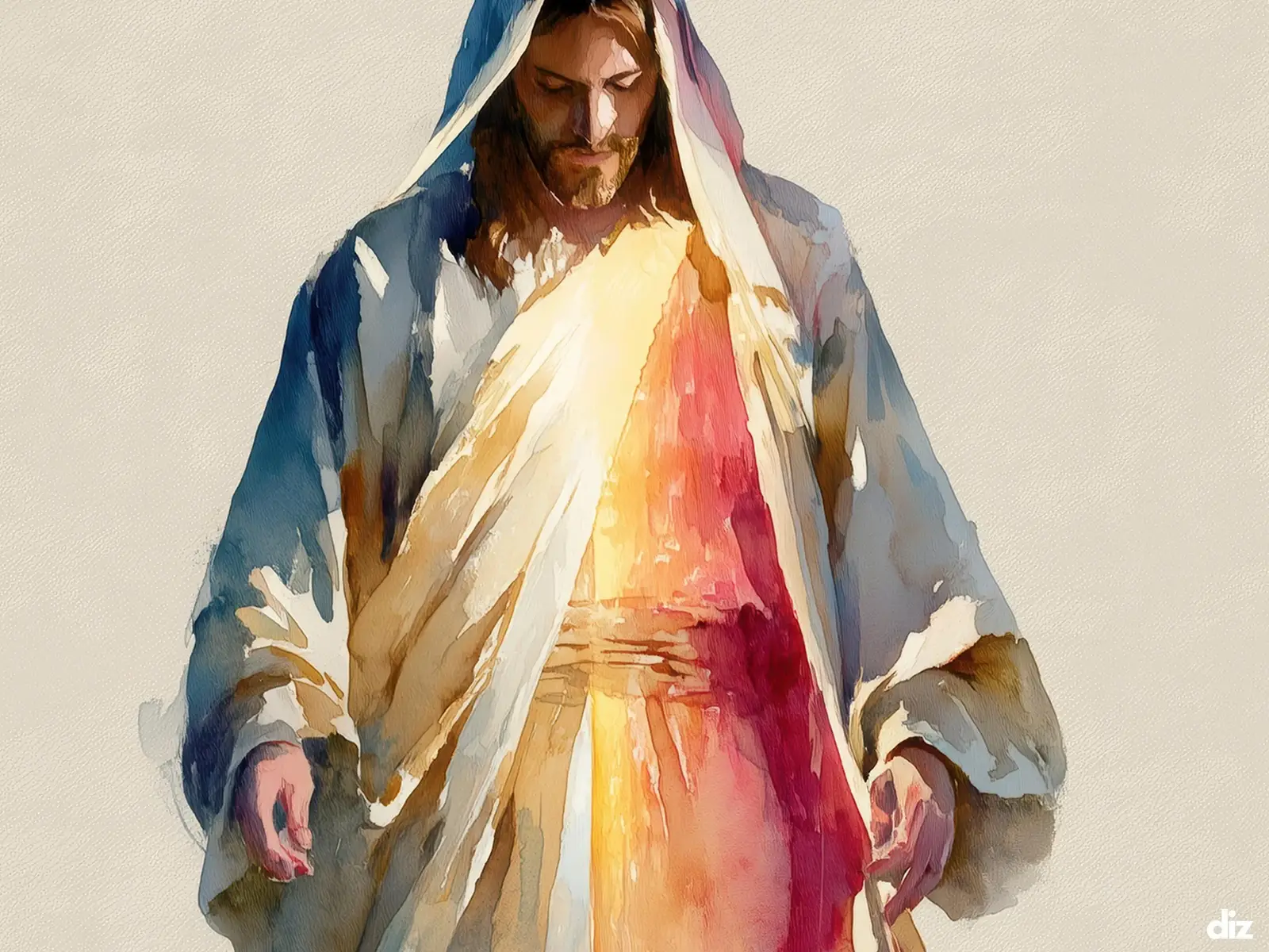 Close-up detail of the flaming Sacred Heart, thorn crown and cross, jesus sacred heart biblical wall art