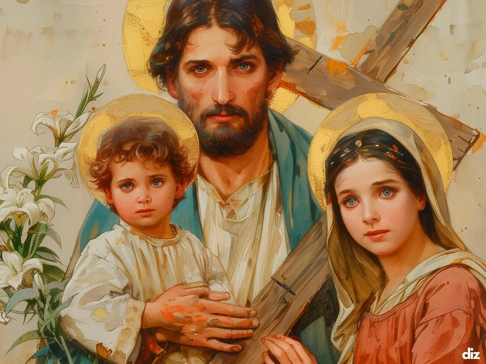 Close-up detail of the flaming Sacred Heart, thorn crown and cross, jesus sacred heart biblical wall art