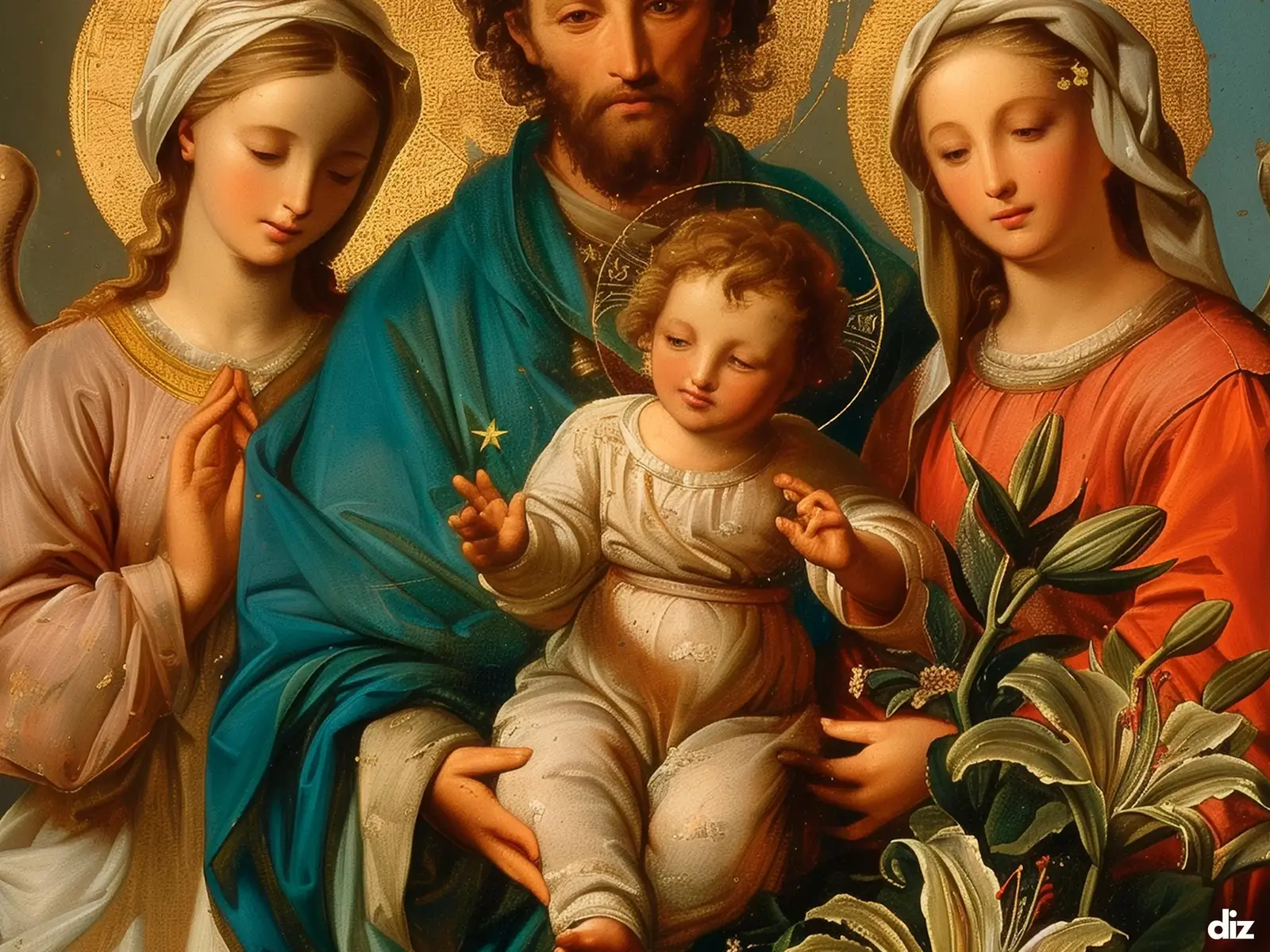 Close-up detail of the flaming Sacred Heart, thorn crown and cross, jesus sacred heart biblical wall art