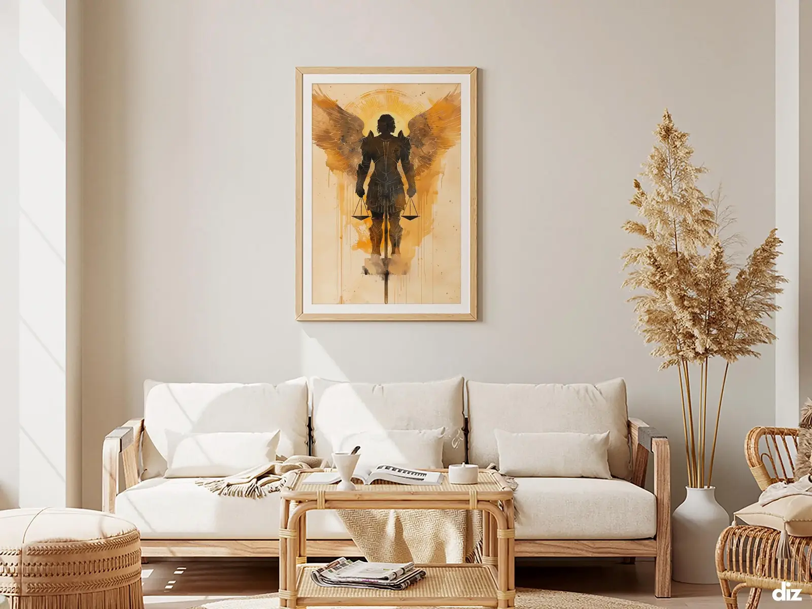 Framed Sacred Heart of Jesus above bed, bedroom sanctuary offering mercy and trust, jesus wall art artwork of jesus