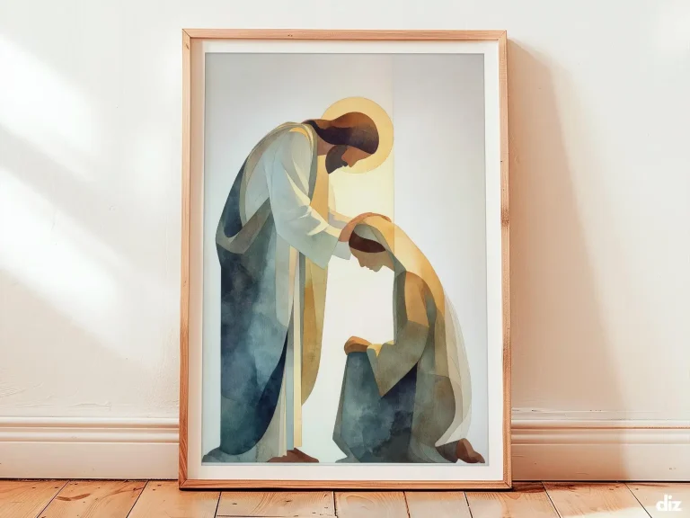 Jesus Miracle Art Print: Healing Light and Blessing, Modern Christian Decor (Digital Download)