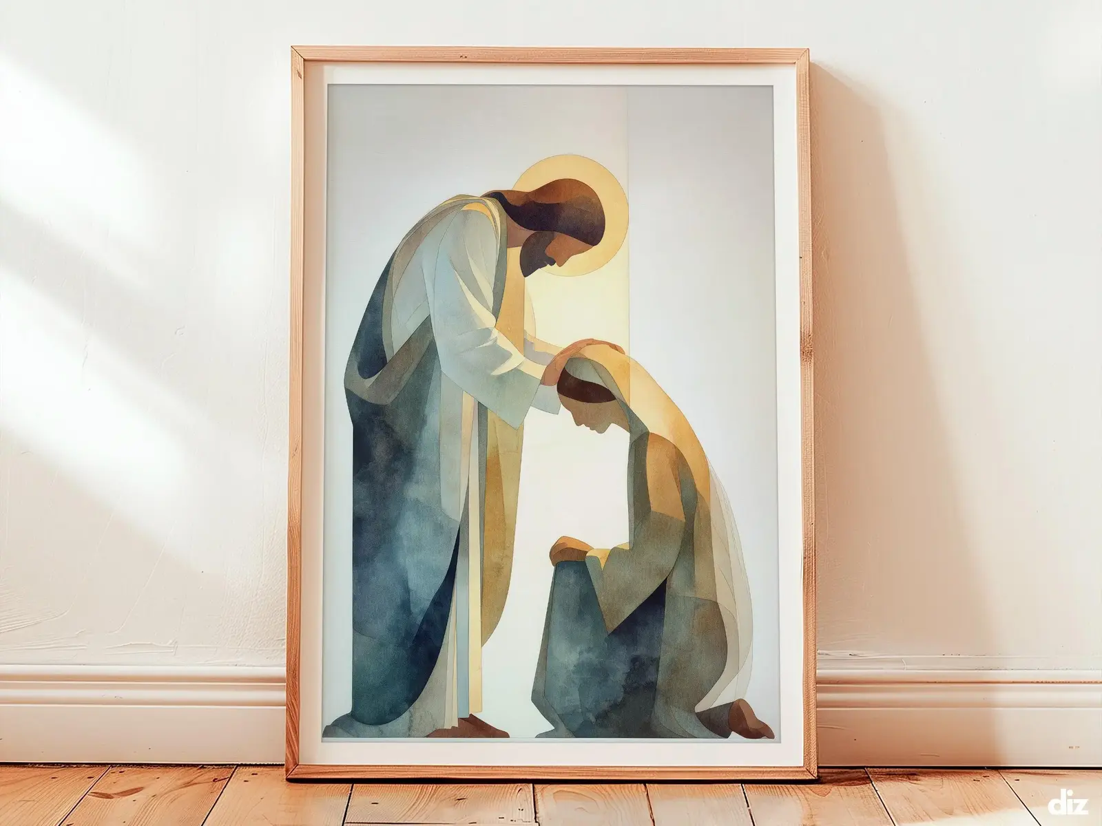 Jesus Miracle Art Print: Healing Light and Blessing, Modern Christian Decor (Digital Download)