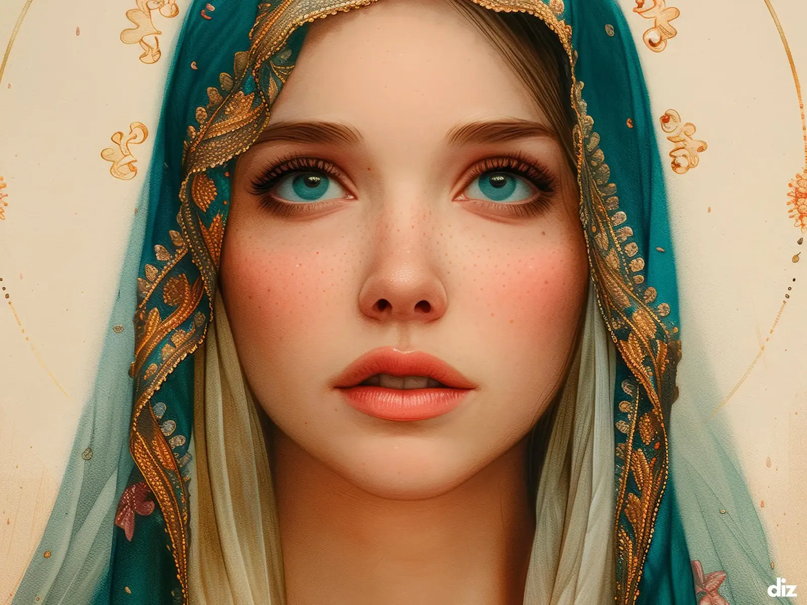 Close-up detail of the flaming Sacred Heart, thorn crown and cross, jesus sacred heart biblical wall art