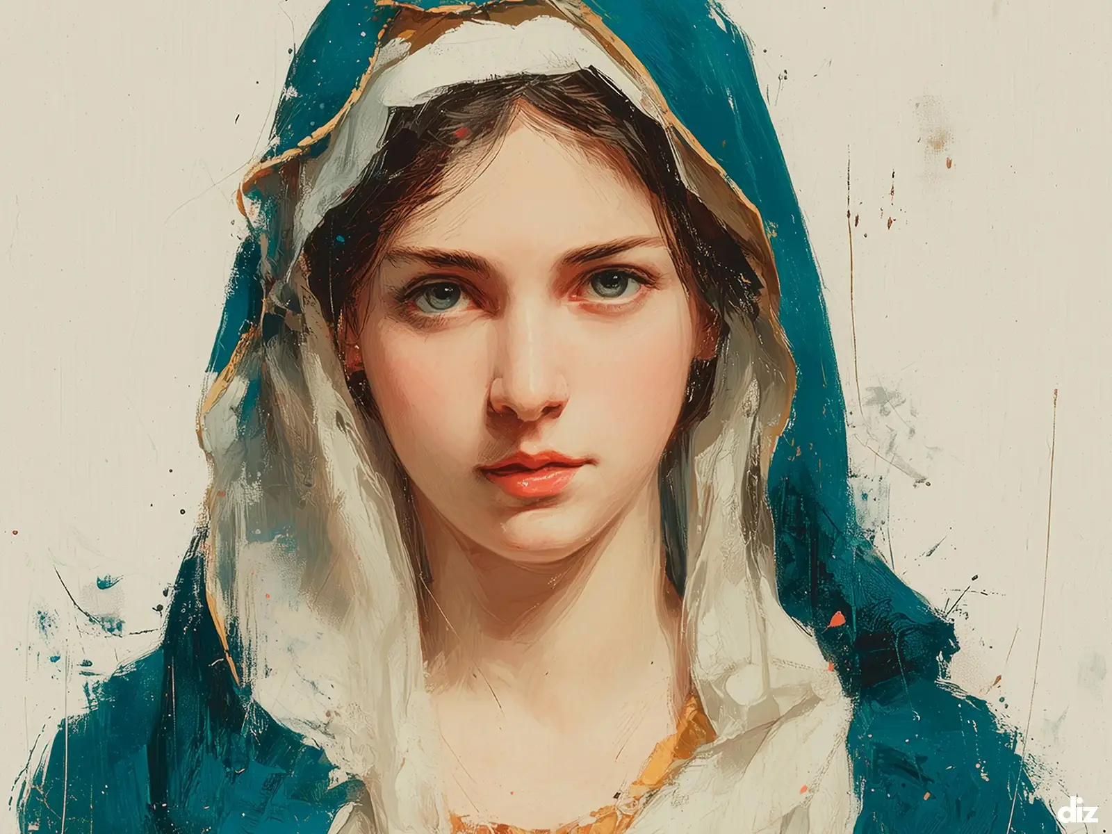 Close-up of rosary beads and simple crucifix, sacred Hail Mary detail in expressive Religious Artwork, Jesus Christ Art