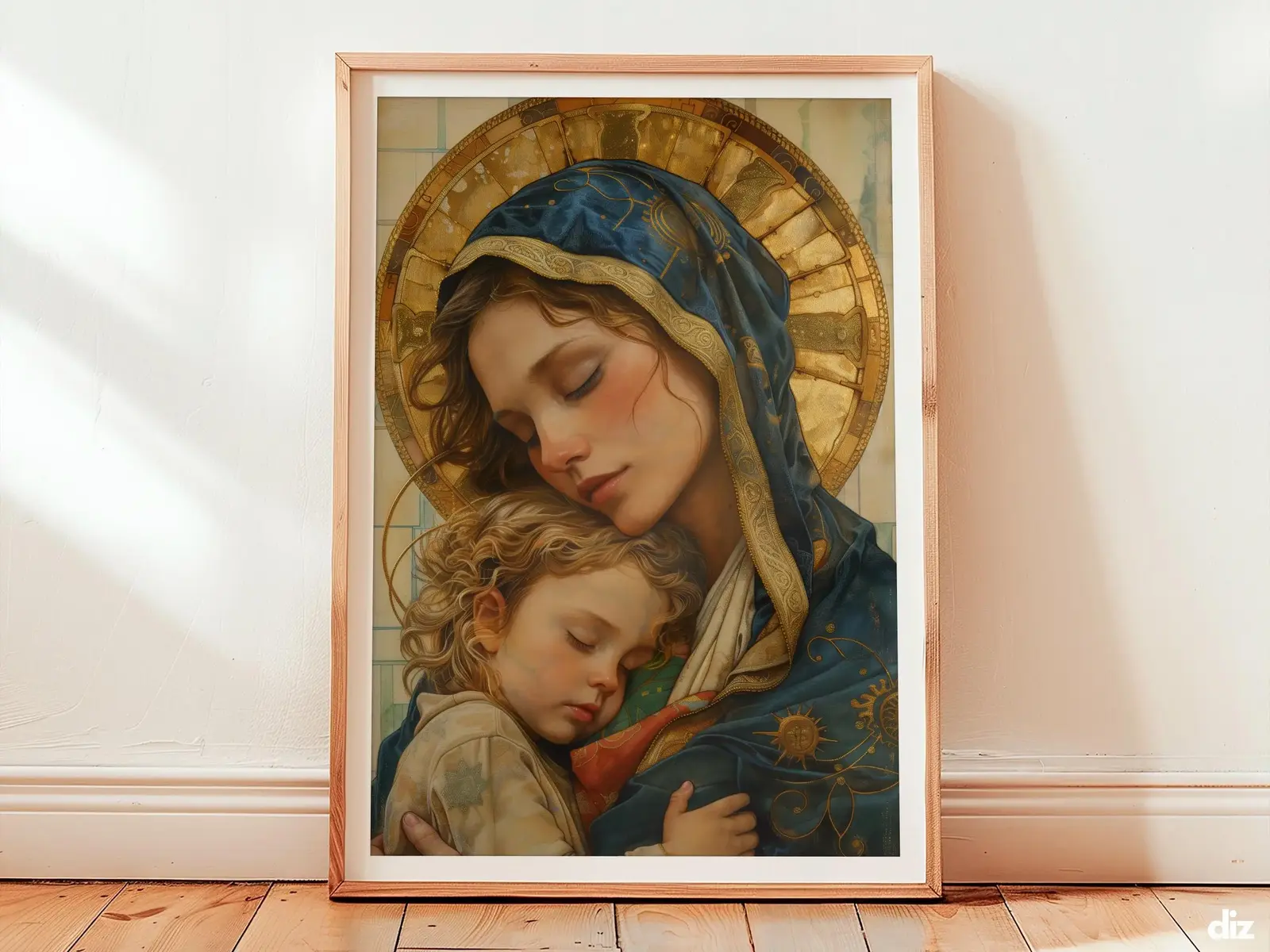 Mary Mother of God Art Print: Tender Mother and Child, Christian Wall Art (Digital Download)