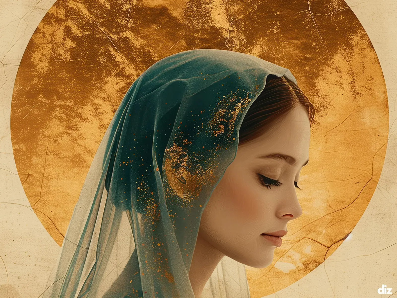 Close-up detail of the flaming Sacred Heart, thorn crown and cross, jesus sacred heart biblical wall art