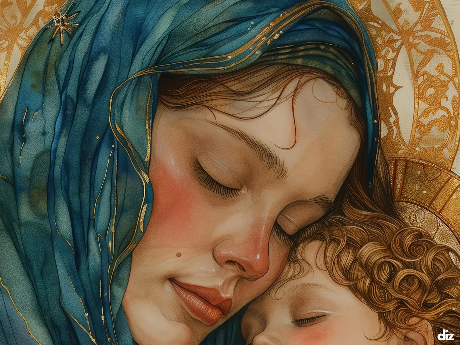 Close-up detail of the flaming Sacred Heart, thorn crown and cross, jesus sacred heart biblical wall art