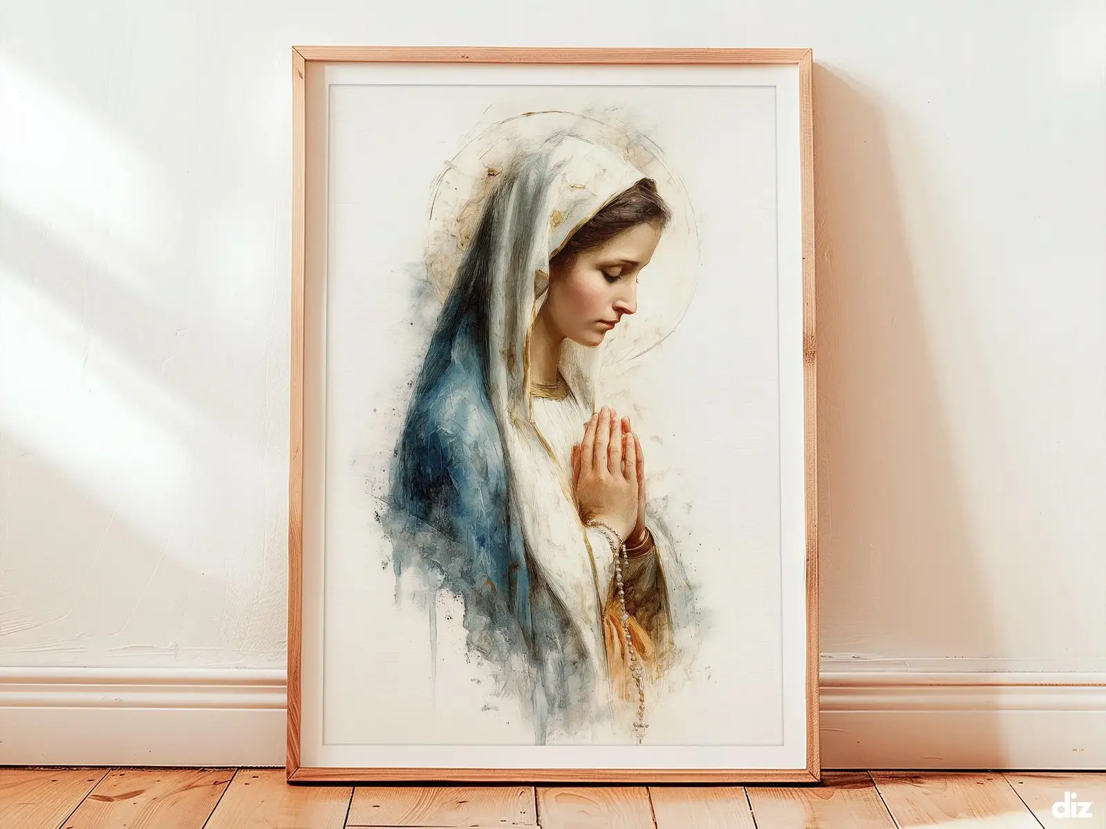 Our Lady of Lourdes Art Print: Prayerful in the Grotto, Catholic Wall Art (Digital Download)