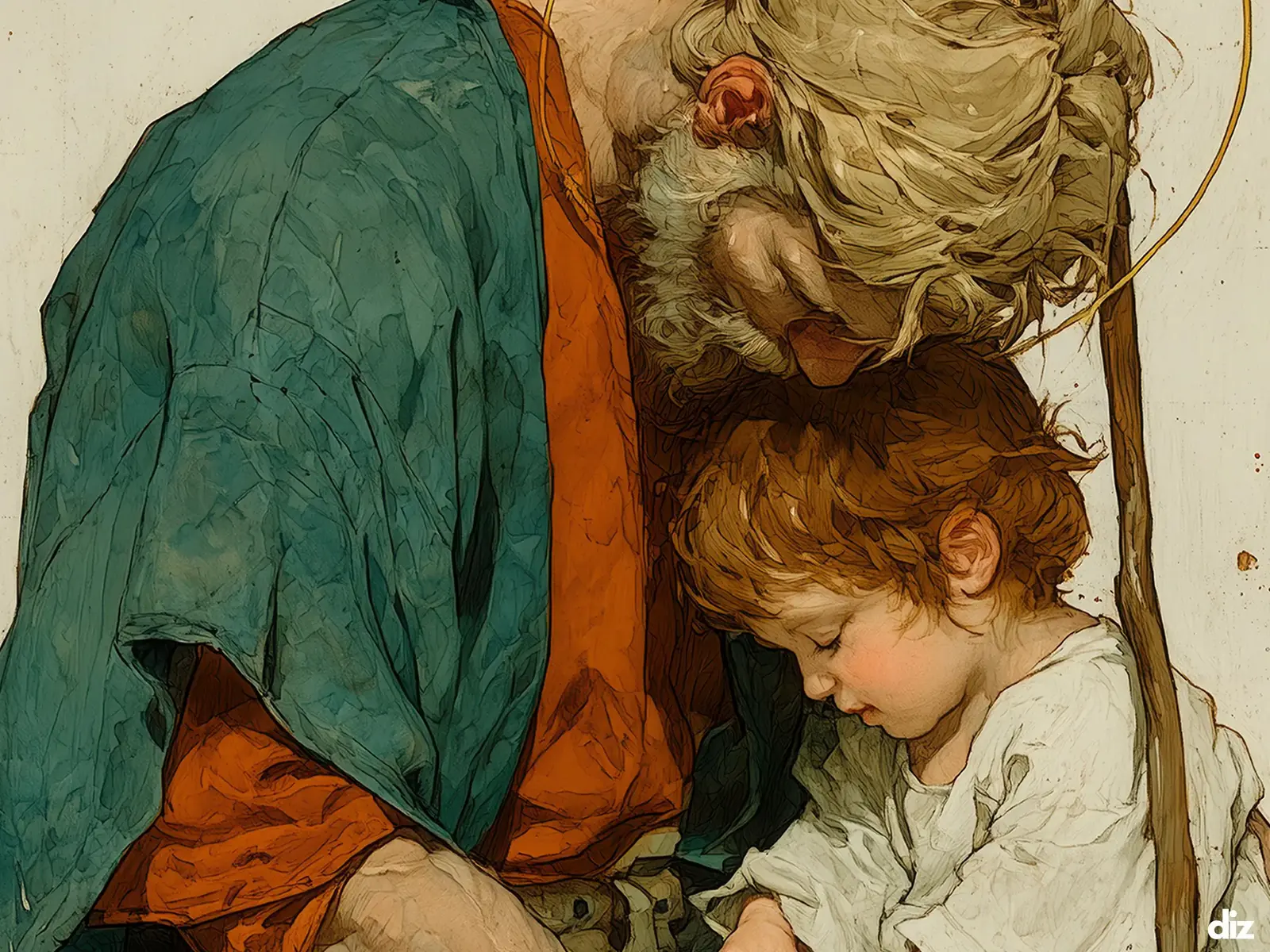 Close-up detail of the flaming Sacred Heart, thorn crown and cross, jesus sacred heart biblical wall art