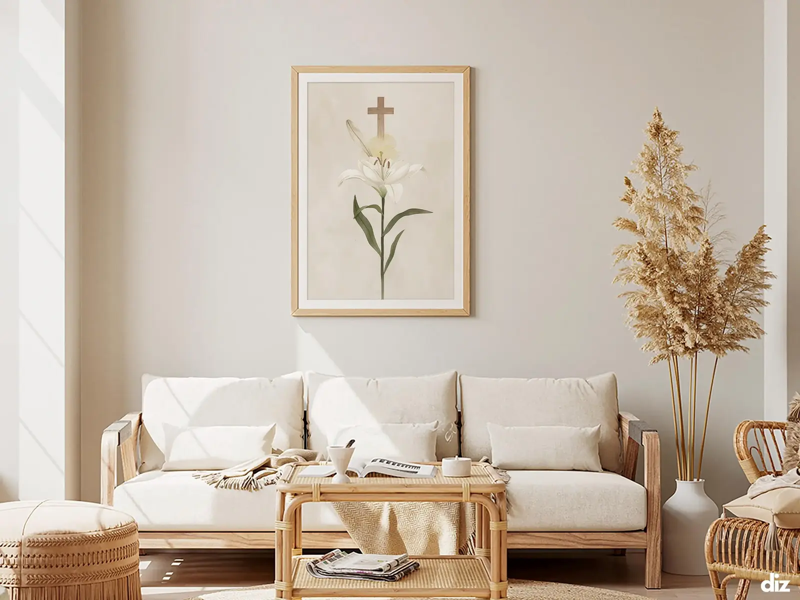 Framed Sacred Heart of Jesus above bed, bedroom sanctuary offering mercy and trust, jesus wall art artwork of jesus