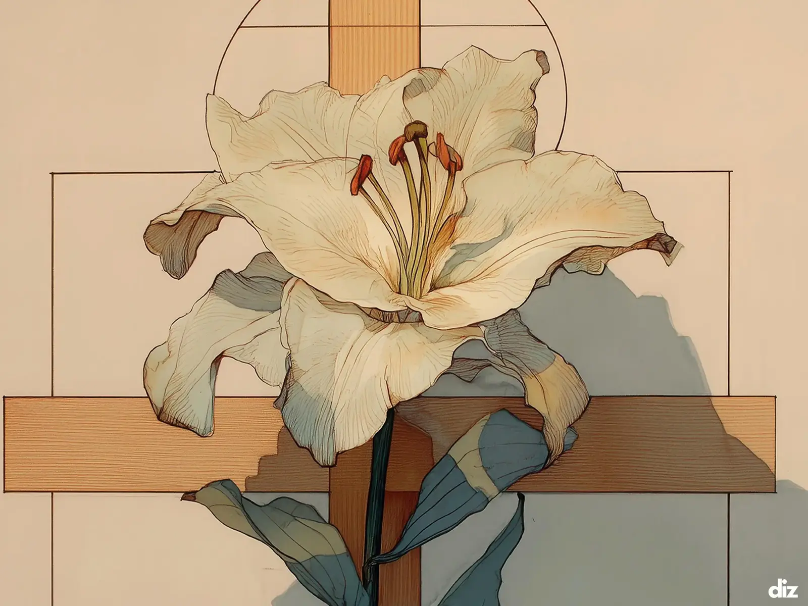 Close-up detail of the flaming Sacred Heart, thorn crown and cross, jesus sacred heart biblical wall art