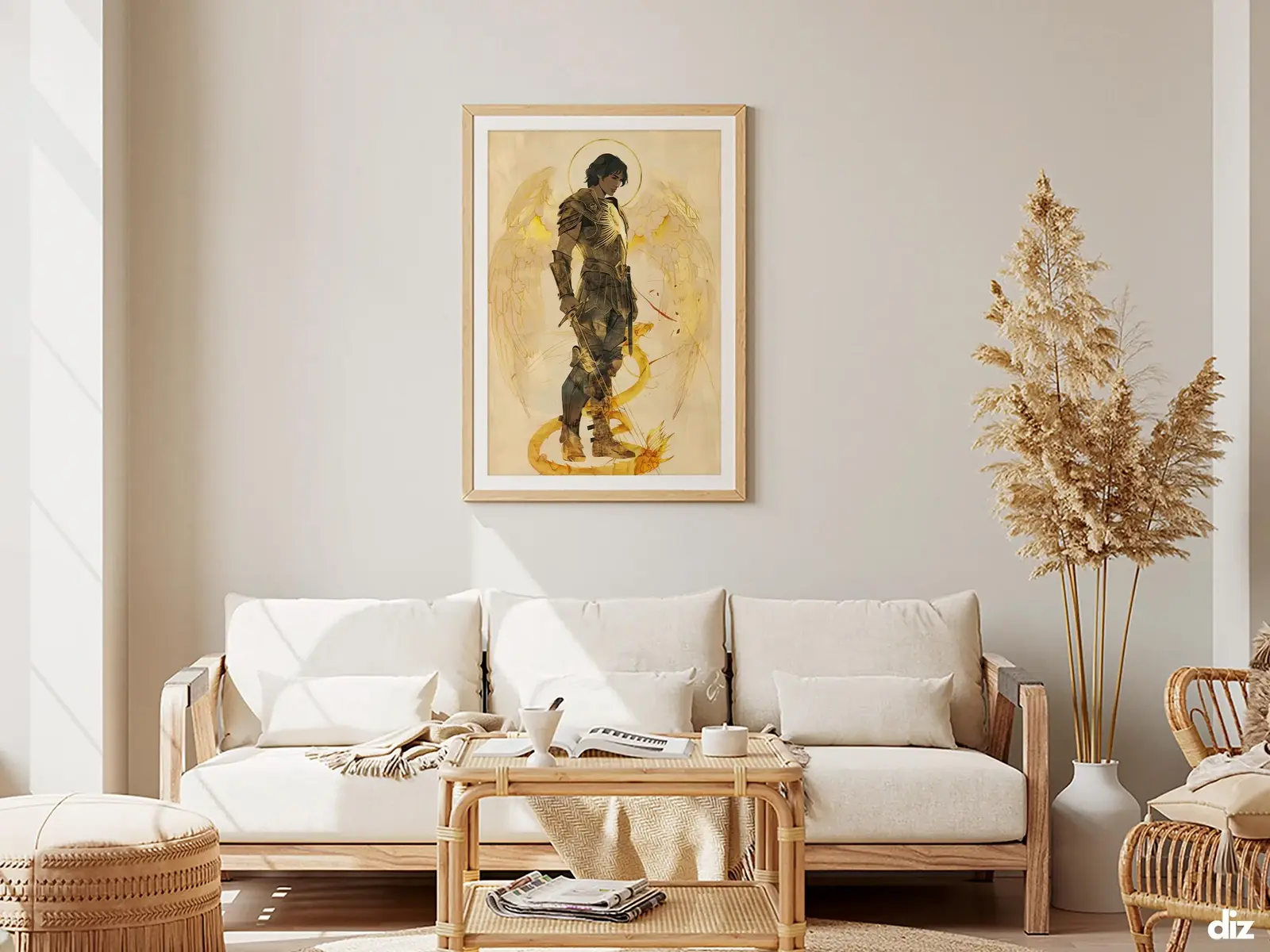 Framed Sacred Heart of Jesus above bed, bedroom sanctuary offering mercy and trust, jesus wall art artwork of jesus