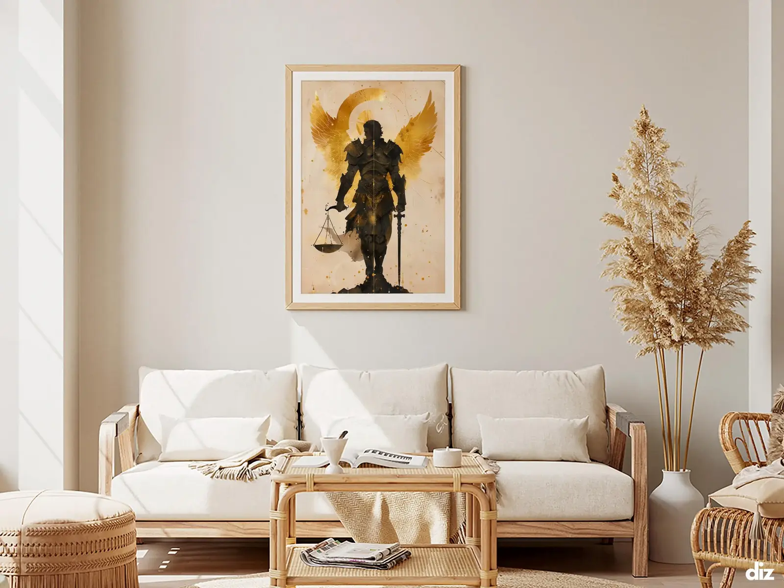 Framed Sacred Heart of Jesus above bed, bedroom sanctuary offering mercy and trust, jesus wall art artwork of jesus