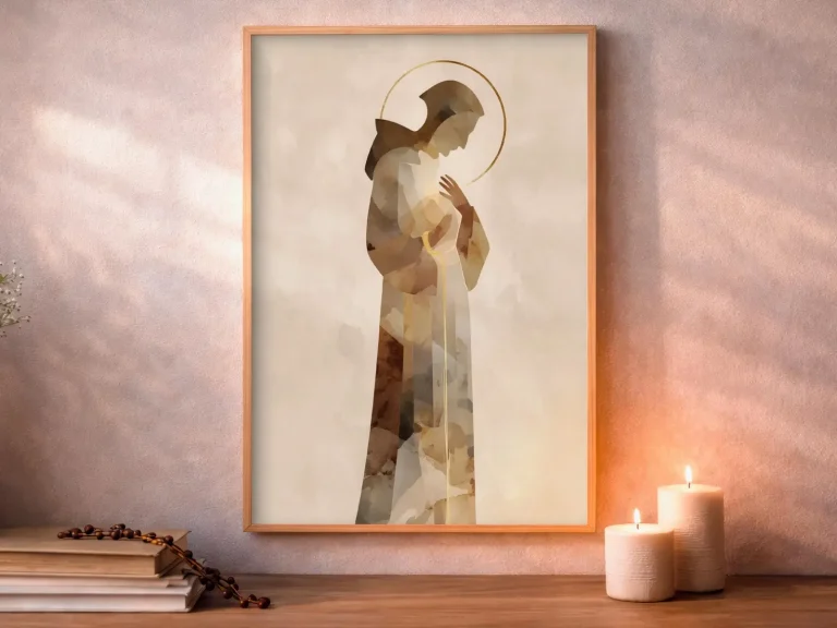Saint Anthony Art Print: Minimal Watercolor Silhouette, Modern Christian Decor (Digital Download)