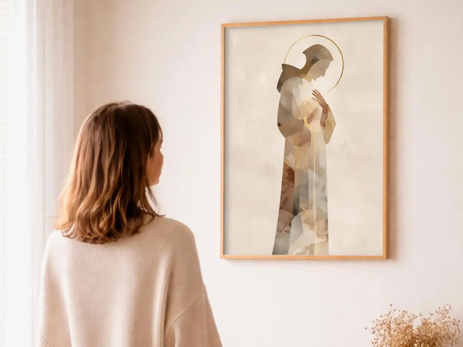 Close-up detail of the flaming Sacred Heart, thorn crown and cross, jesus sacred heart biblical wall art