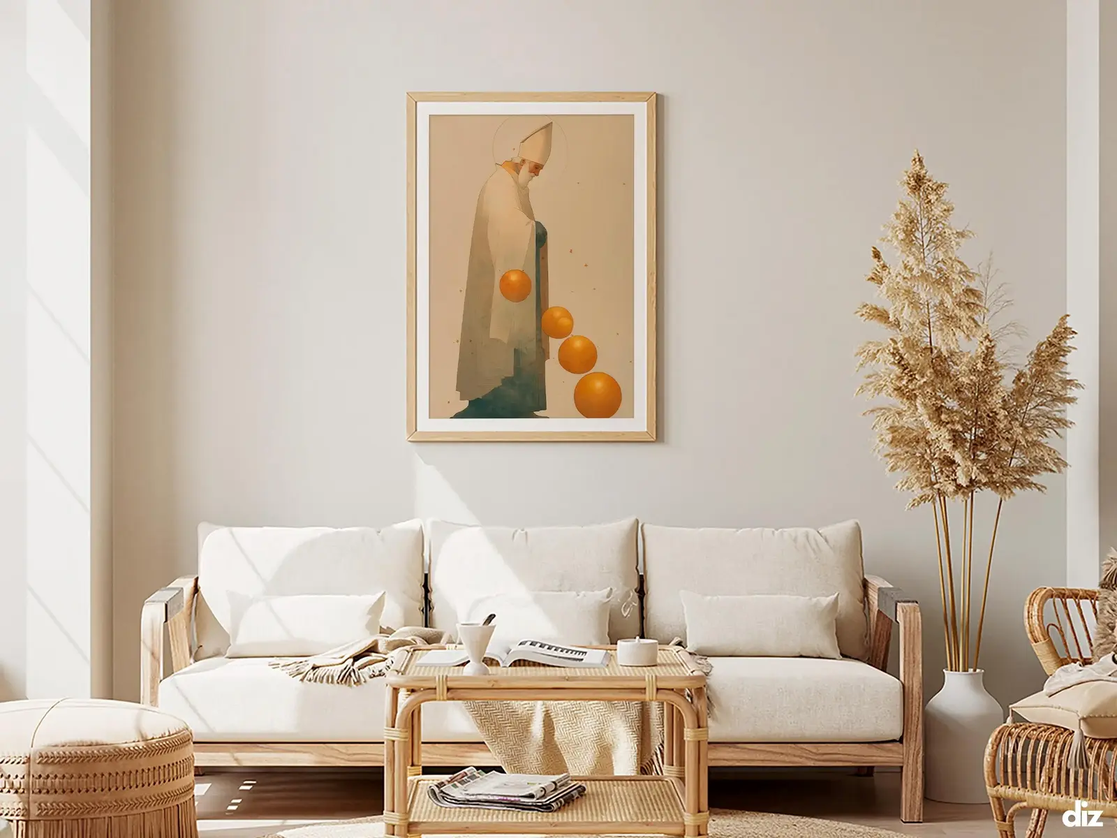 Framed Sacred Heart of Jesus above bed, bedroom sanctuary offering mercy and trust, jesus wall art artwork of jesus