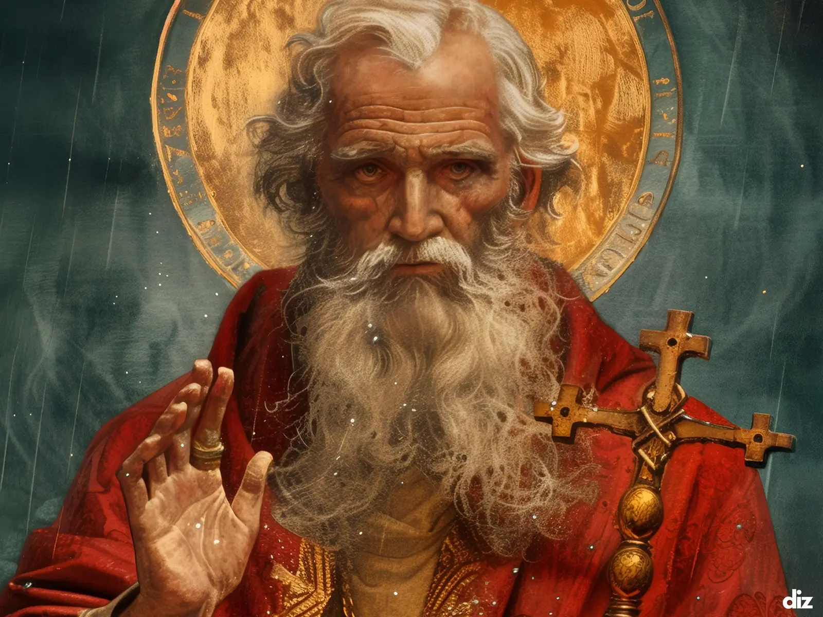 Close-up detail of the flaming Sacred Heart, thorn crown and cross, jesus sacred heart biblical wall art