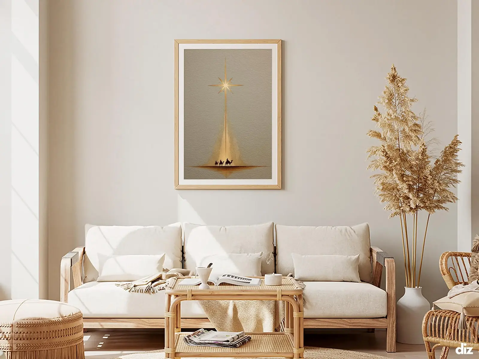 Framed Sacred Heart of Jesus above bed, bedroom sanctuary offering mercy and trust, jesus wall art artwork of jesus