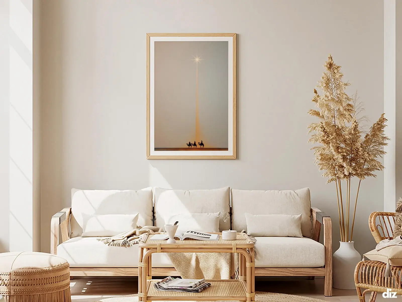 Framed Sacred Heart of Jesus above bed, bedroom sanctuary offering mercy and trust, jesus wall art artwork of jesus