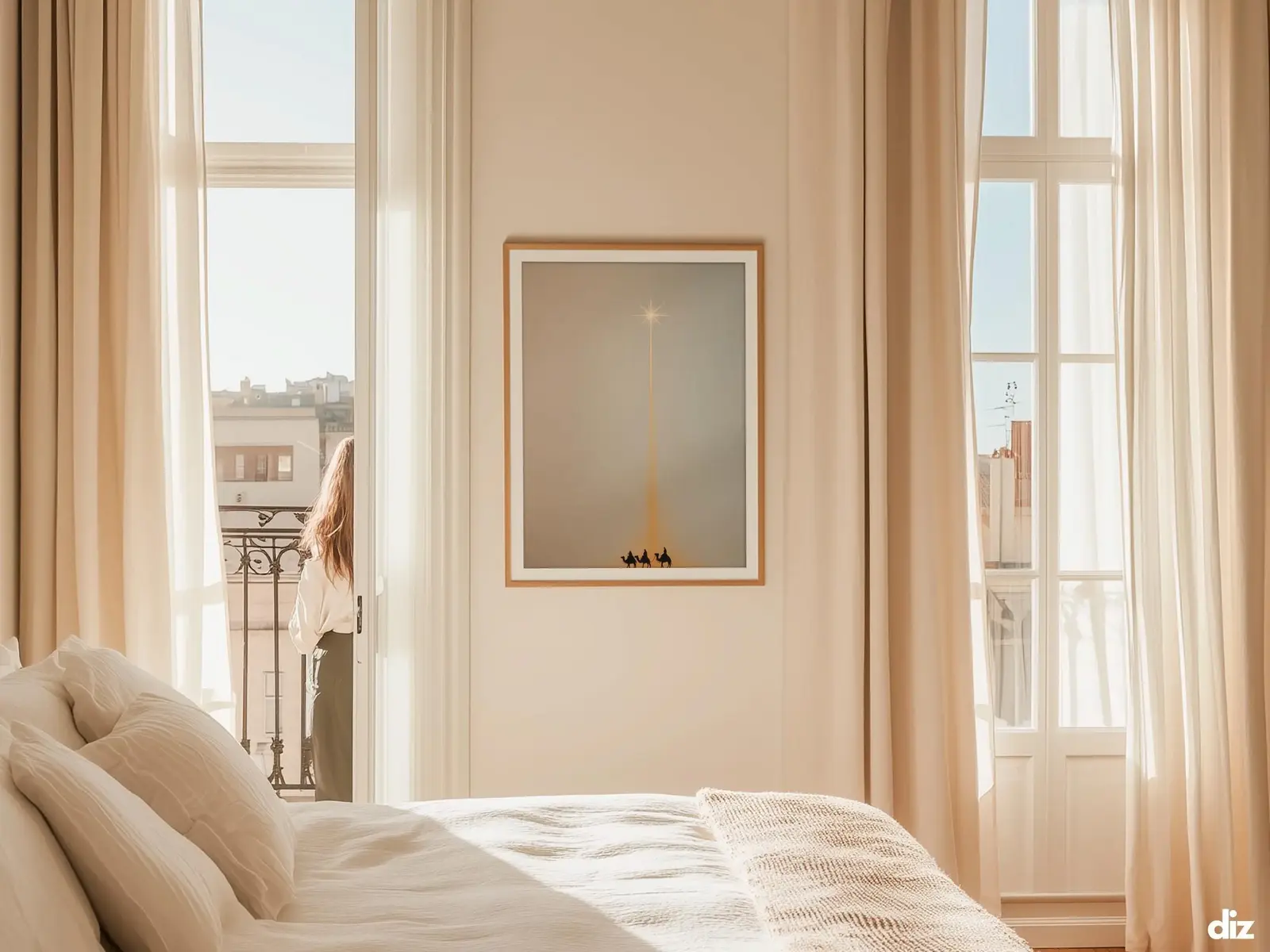 Sacred Heart of Jesus framed above sofa, living room display blending peace and devotion, bible wall art catholic wall art