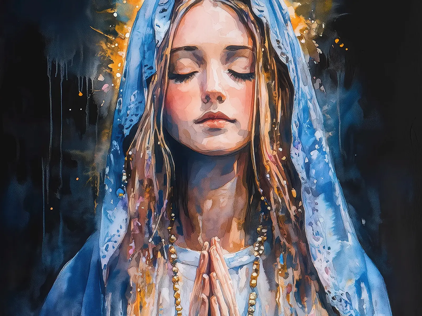 Virgin Mary watercolor wall art