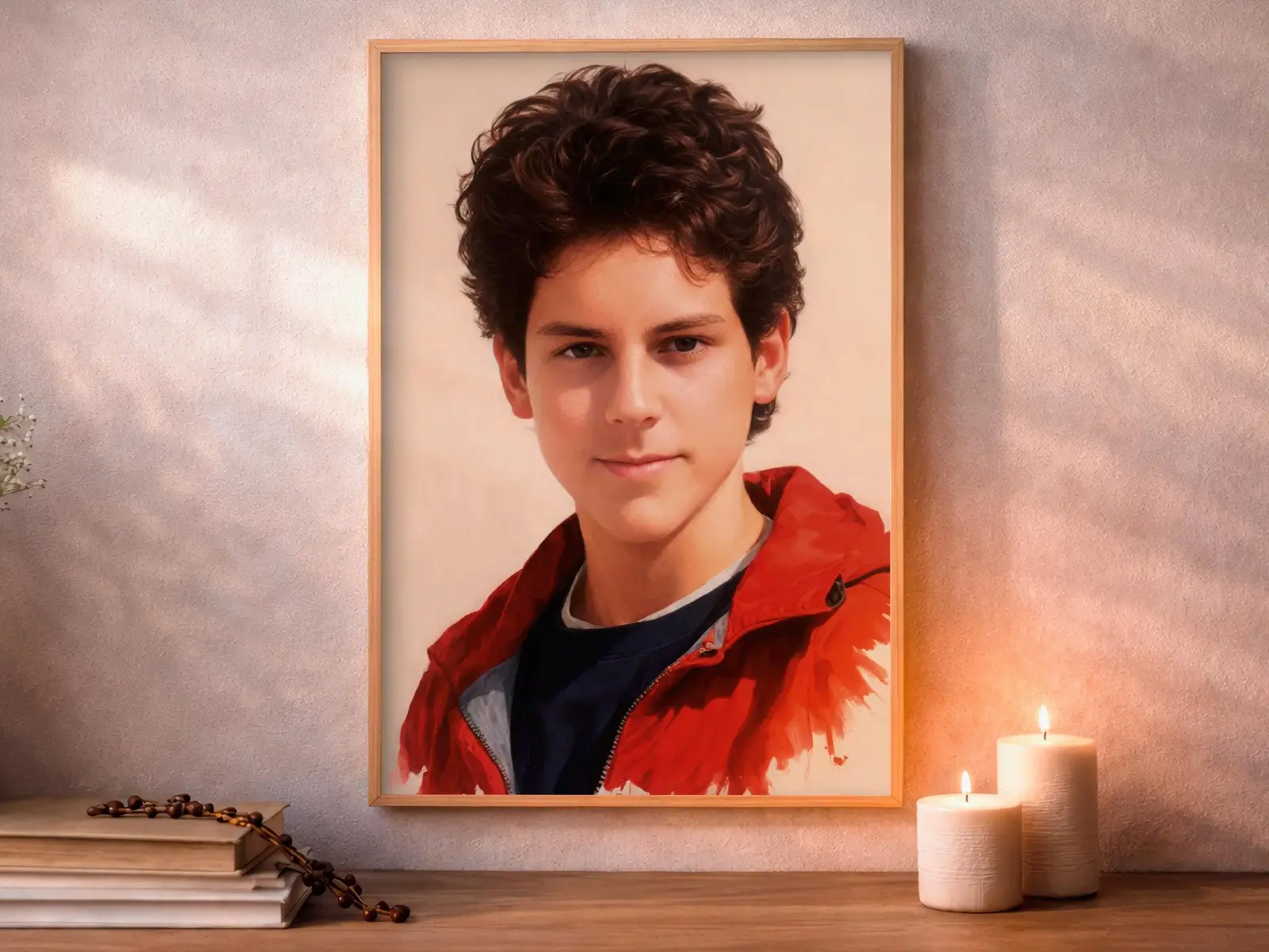 Framed Sacred Heart of Jesus above bed, bedroom sanctuary offering mercy and trust, jesus wall art artwork of jesus