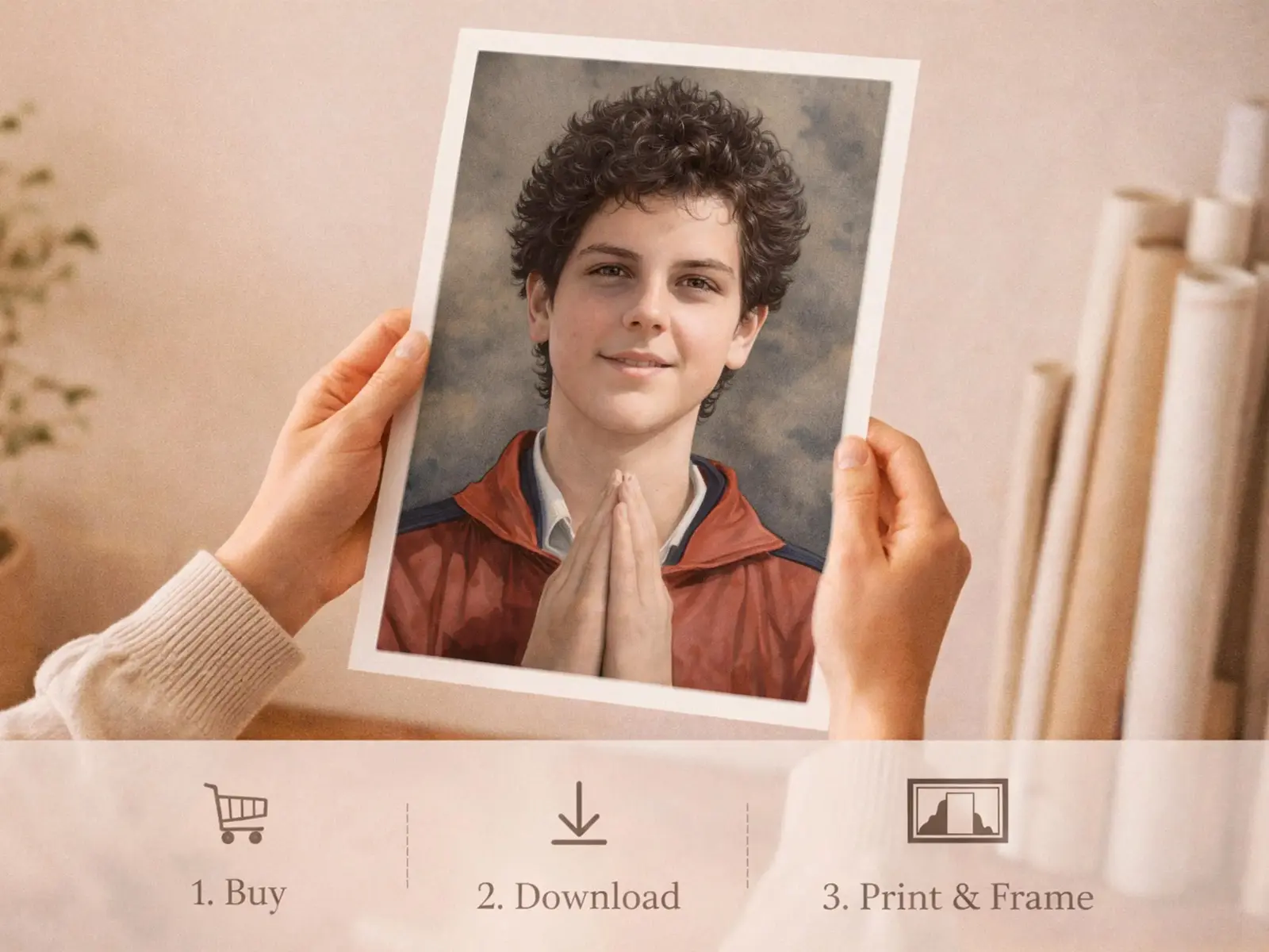 Sacred Heart of Jesus framed above sofa, living room display blending peace and devotion, bible wall art catholic wall art