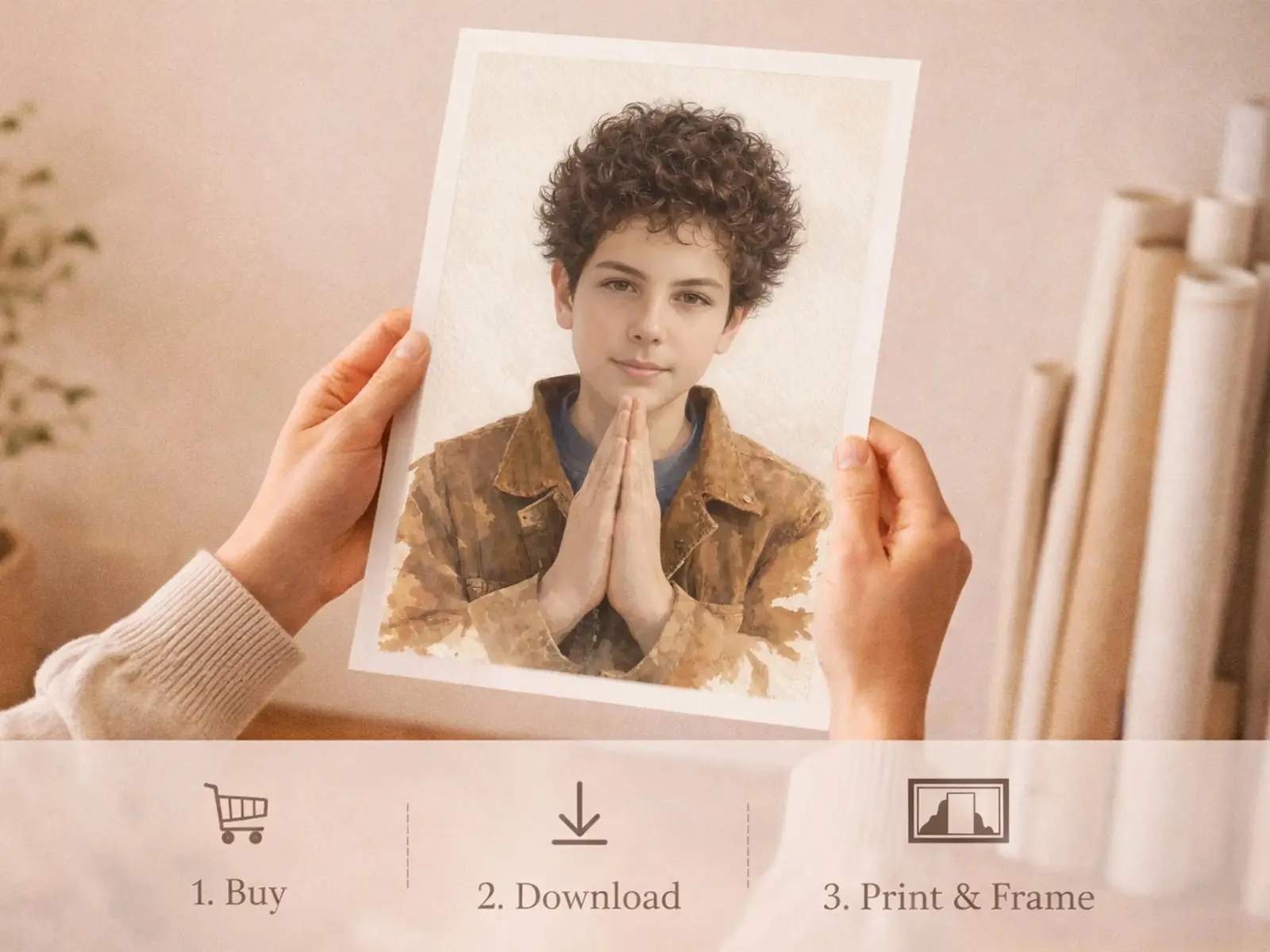 Sacred Heart of Jesus framed above sofa, living room display blending peace and devotion, bible wall art catholic wall art