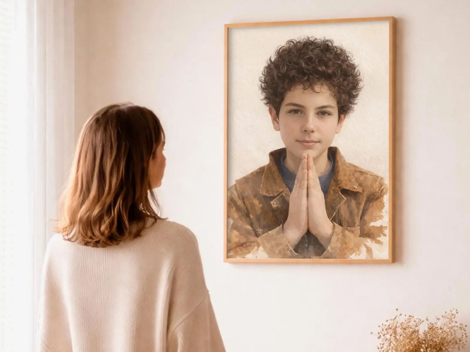 Close-up detail of the flaming Sacred Heart, thorn crown and cross, jesus sacred heart biblical wall art