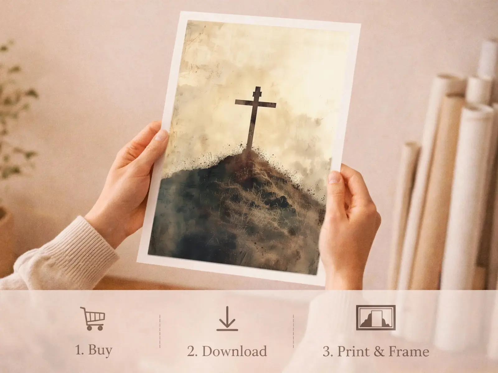 Sacred Heart of Jesus framed above sofa, living room display blending peace and devotion, bible wall art catholic wall art