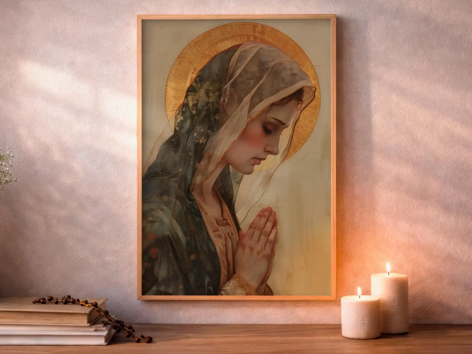 Mary, Mother of God Art Print: Quiet Dawn Prayer, Christian Wall Art (Digital Download)