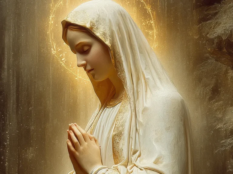Our Lady of Lourdes Art Print: Blessing with Rosary, Catholic Wall Art (Digital Download)